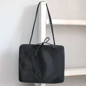 Silver Blue USA Vintage Black Corde Textured Double Handle Shoulder Bag Purse